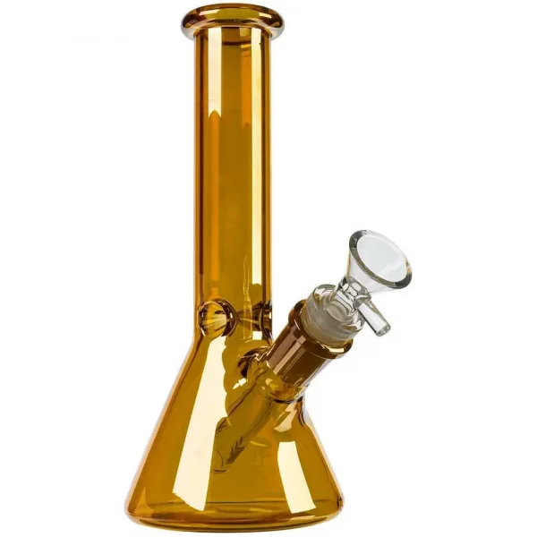 HILLSIDE GLASS 8" GOLD IRIDESCENT BEAKER BONG