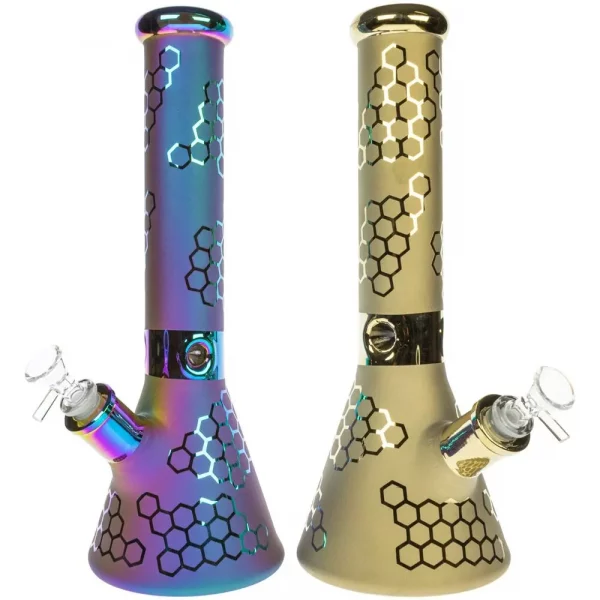 HILLSIDE GLASS 14" METALLIC HONEYCOMB BEAKER BONG